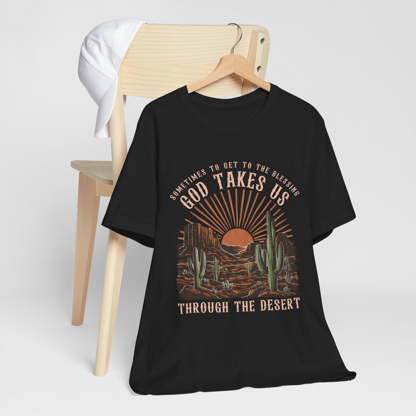 God Takes Us Through the Desert Shirt – Boho Western Christian Rodeo Tee