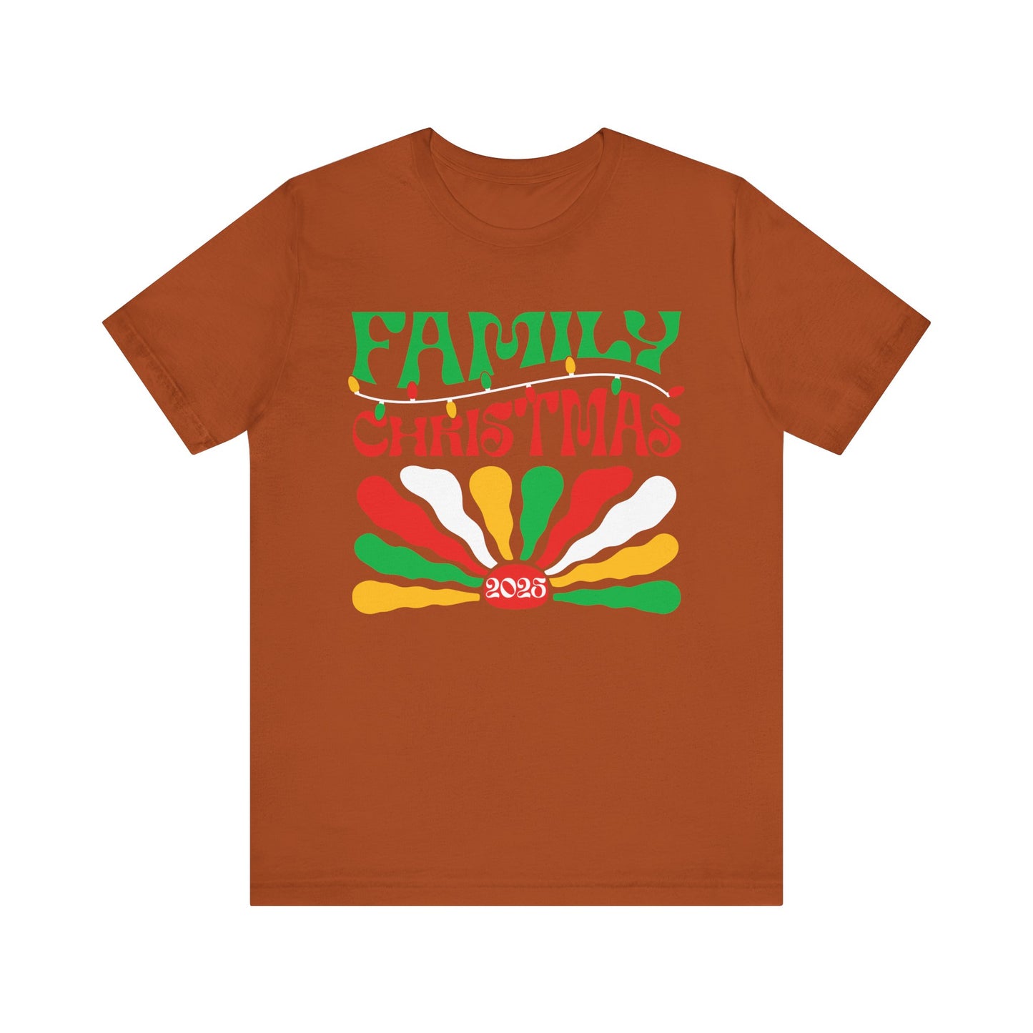 Family Christmas 2025 Shirt – Retro Groovy Matching Holiday Sunburst Tee