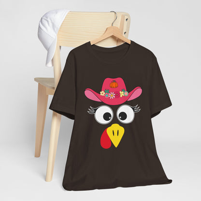 Thanksgiving Matching Couples Shirt Funny Turkey Face Cowboy Cowgirl Tee