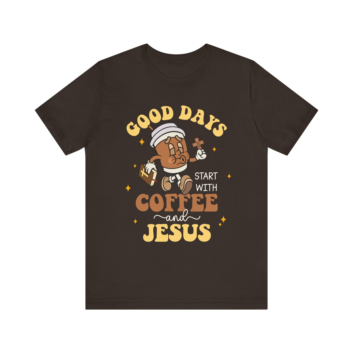Good Days Start with Coffee & Jesus Shirt – Christian Groovy Prayer Tee