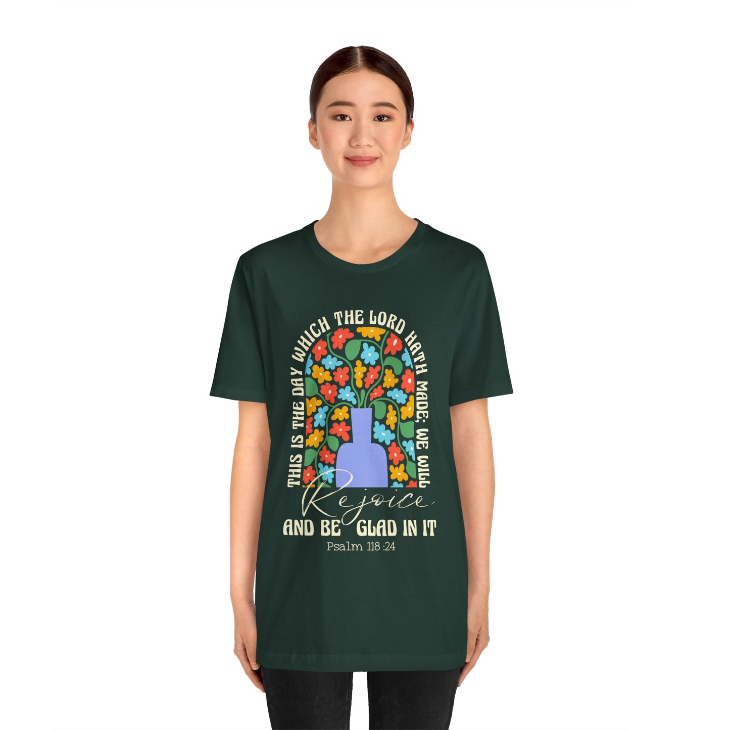 Rejoice and Be Glad In It Shirt – Boho Floral Christian Psalm 118:24 Faith Tee