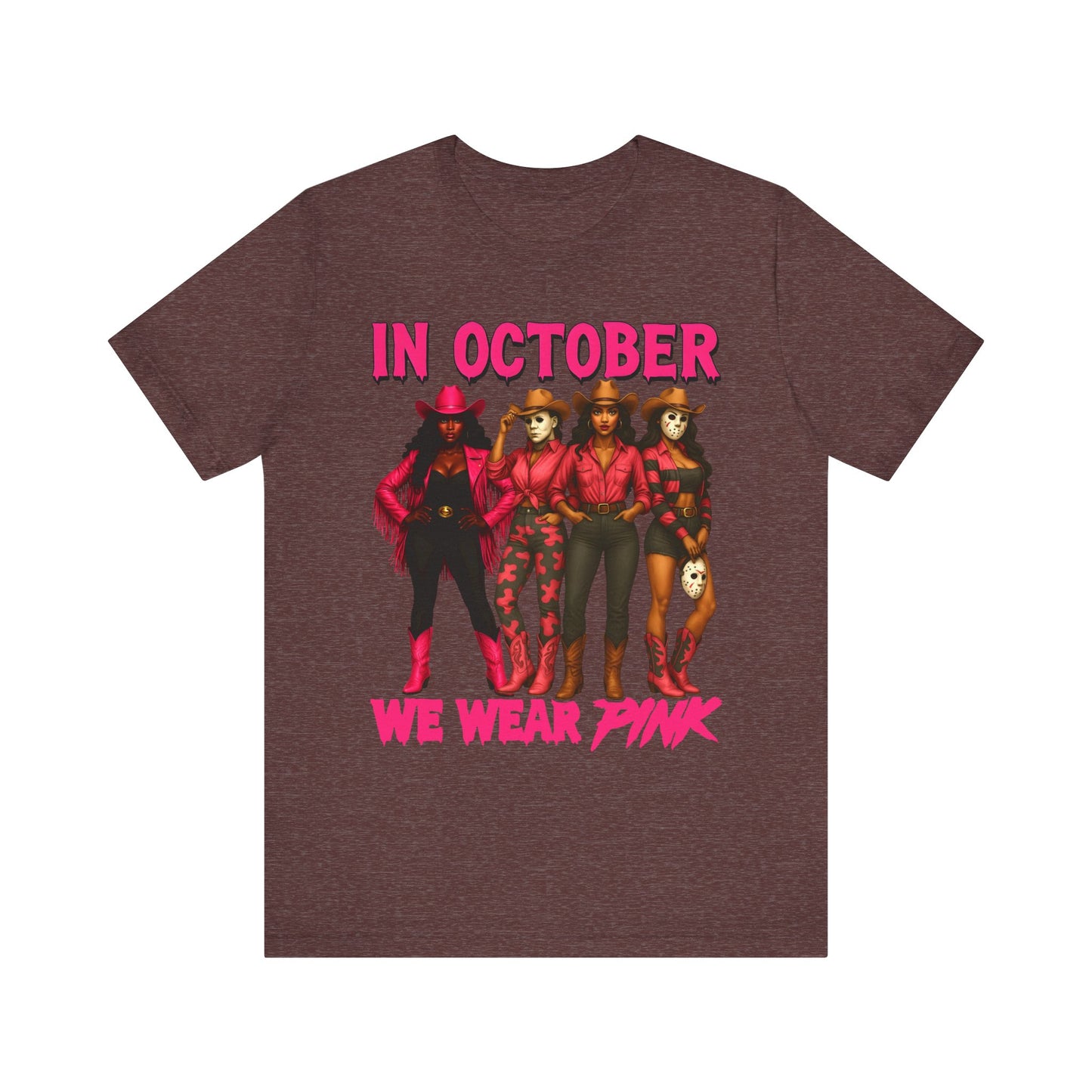 In October We Wear Pink Shirt – Western Cowgirl Squad Halloween Awareness Tee