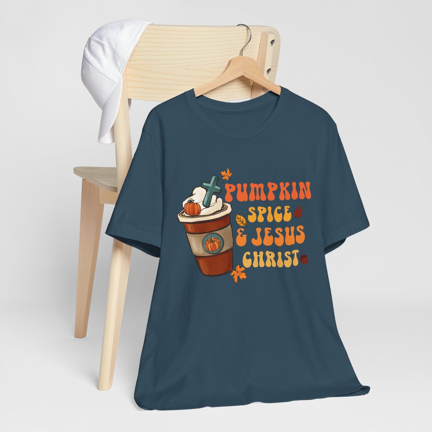 Pumpkin Spice Latte & Jesus Christ Shirt – Groovy Christian Fall Thanksgiving Tee