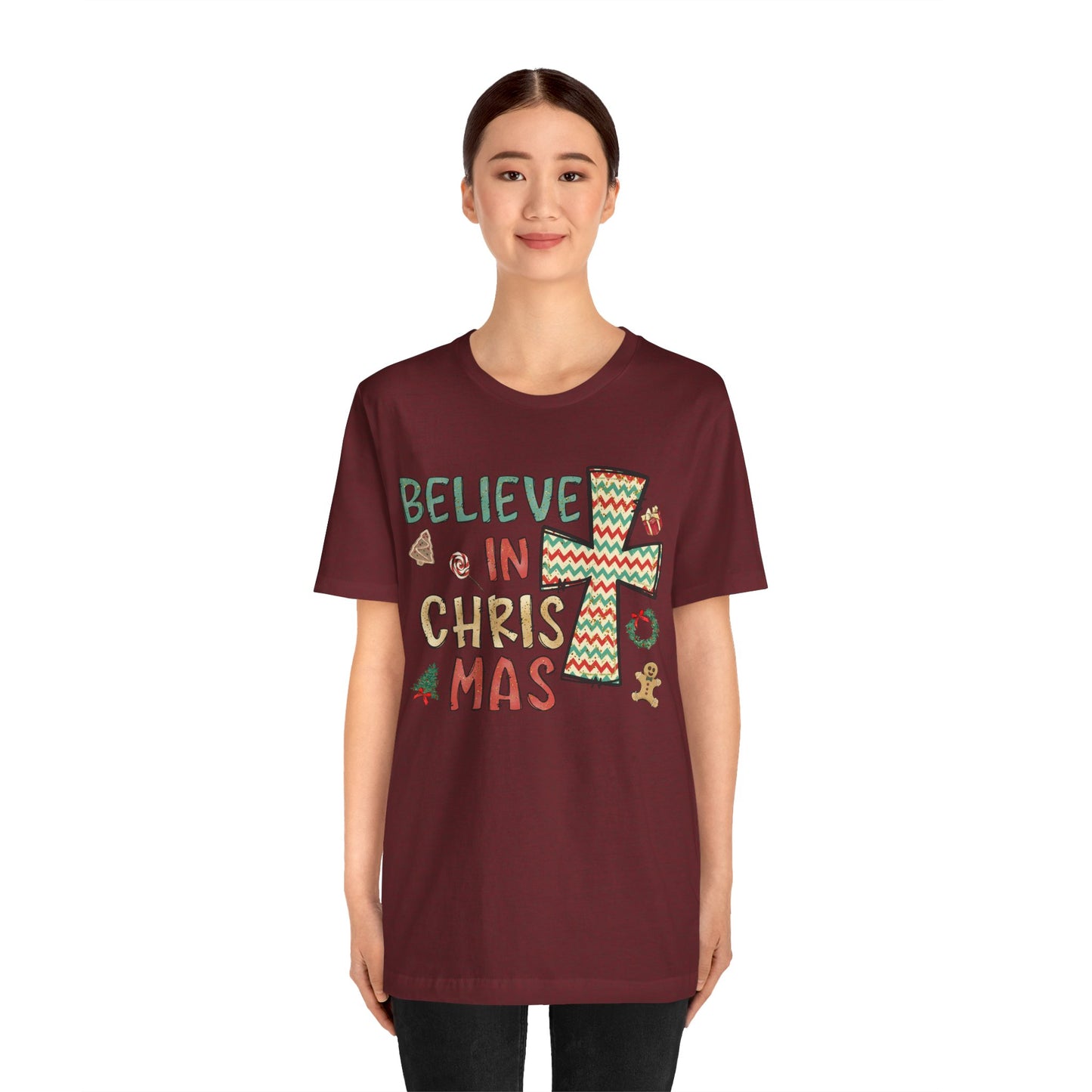 Believe in Christ-Mas Shirt – Retro Christian Jesus Vintage Holiday Faith Tee