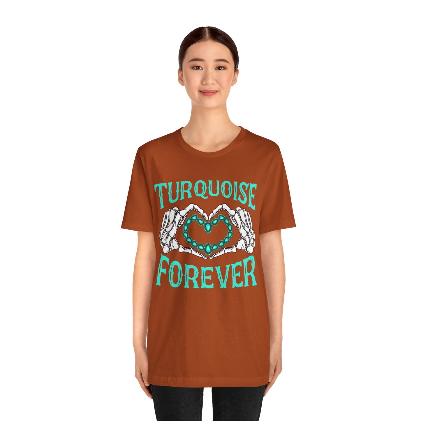 Western Turquoise Forever Shirt – Gemstone Skeleton Hand Heart Rodeo Tee