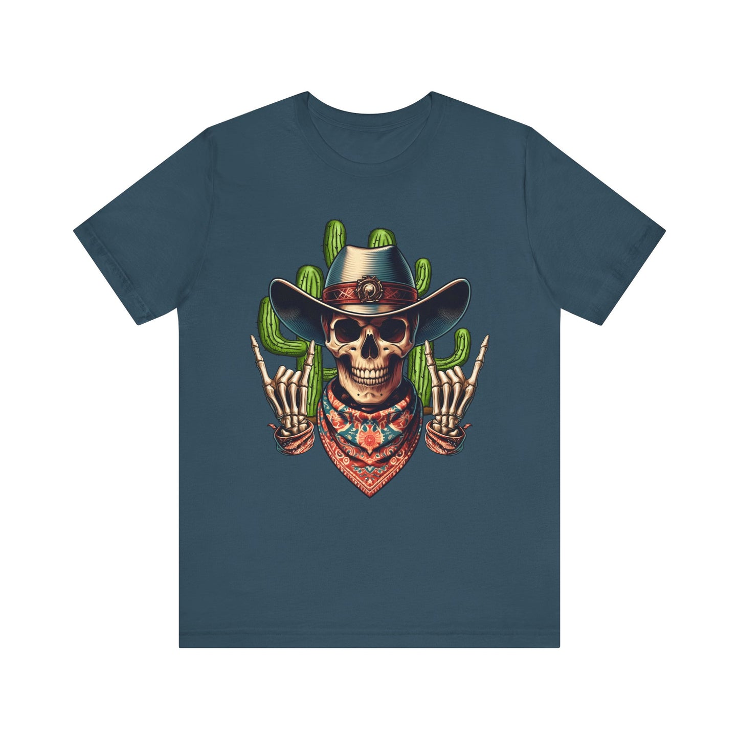 Skeleton Cowboy Howdy Shirt – Rock Hand Skull Western Rodeo Texas Tee