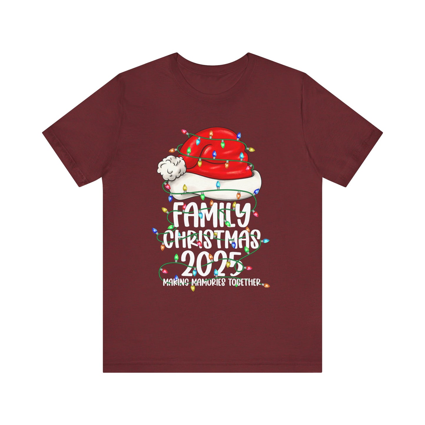 Family Christmas 2025 Shirt – Santa Hat & String Lights Matching Holiday Tee