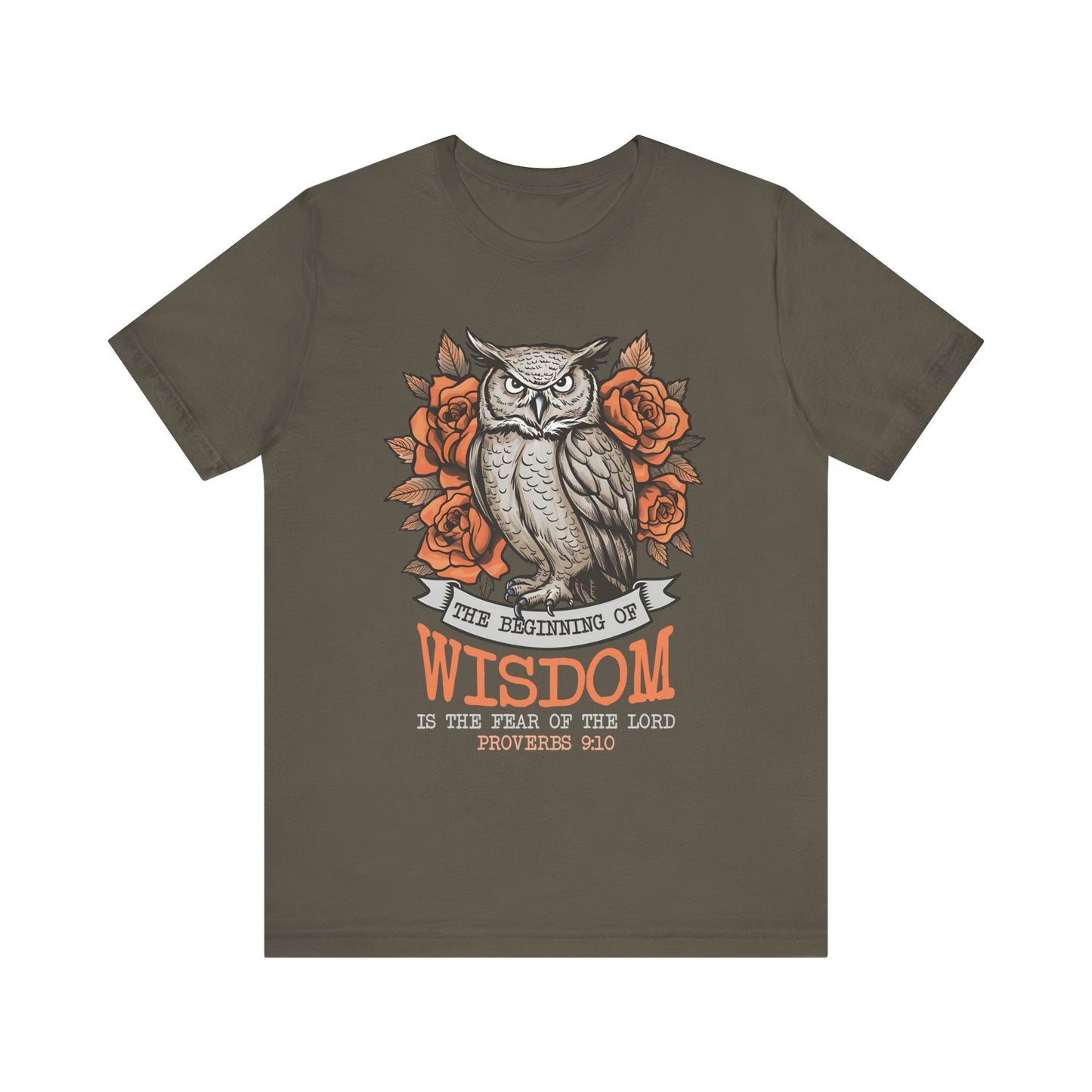 The Beginning of Wisdom Shirt – Boho Owl Flowers Christian Proverbs 9:10 Tee