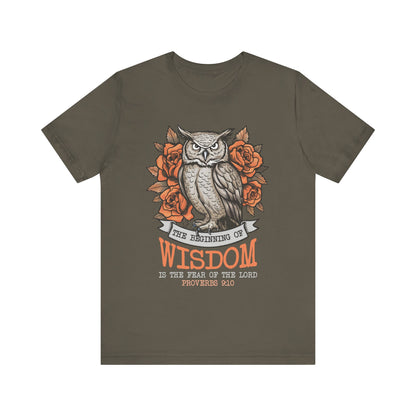 The Beginning of Wisdom Shirt – Boho Owl Flowers Christian Proverbs 9:10 Tee