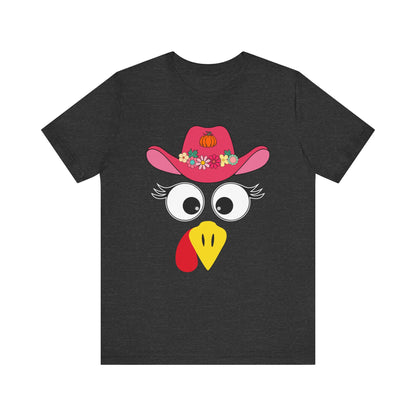 Thanksgiving Matching Couples Shirt Funny Turkey Face Cowboy Cowgirl Tee