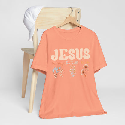 Jesus The Way The Truth The Life Shirt – Groovy Floral John 14:6 Christian Tee
