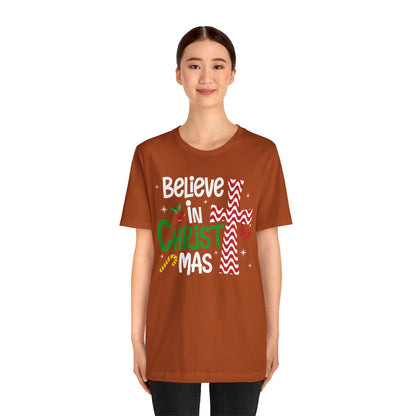 Believe in Christ Christmas Shirt – Christian Faith Jesus Cross Holiday Tee