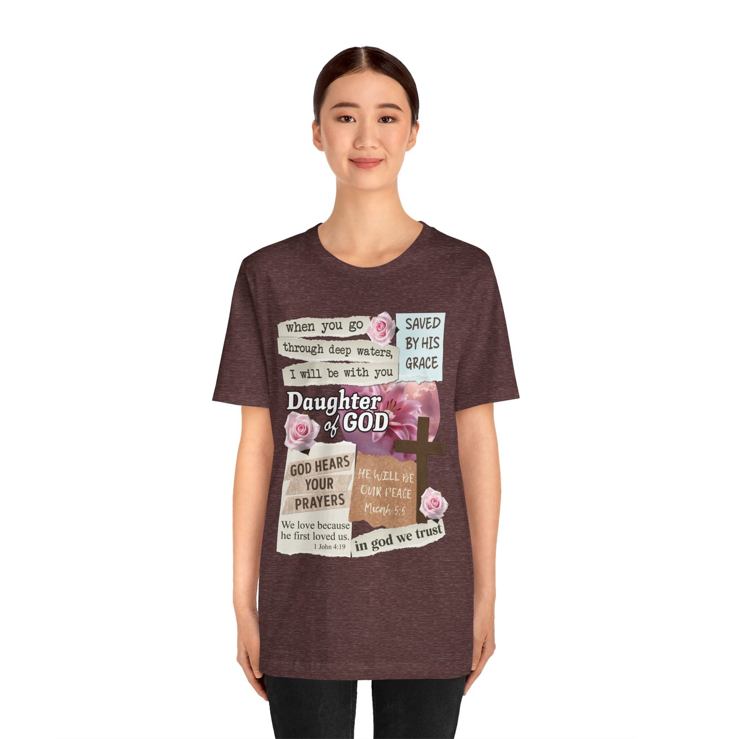 Daughter of God Shirt – Christian Floral Bible Verse Encouraging Faith Tee for Women