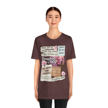 Daughter of God Shirt – Christian Floral Bible Verse Encouraging Faith Tee for Women