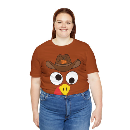 Thanksgiving Couples Turkey Face Shirt – Funny Cowboy & Cowgirl Matching Tee
