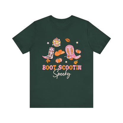 Boot Scootin Spooky Howdy Western Halloween Thanksgiving T-Shirt, Retro Cowgirl Fall Tee