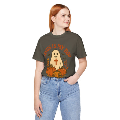 Jesus Is My Boo Shirt – Cute Christian Ghost Pumpkin Halloween Faith Tee
