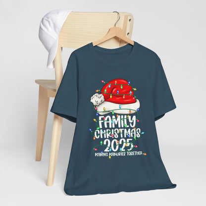 Family Christmas 2025 Shirt – Santa Hat & String Lights Matching Holiday Tee