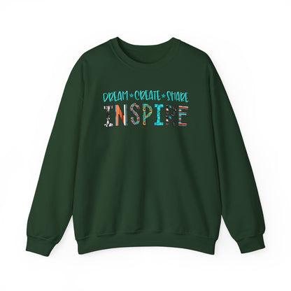 Dream Create Share Inspire Sweatshirt – Motivational Teacher Western Pullover