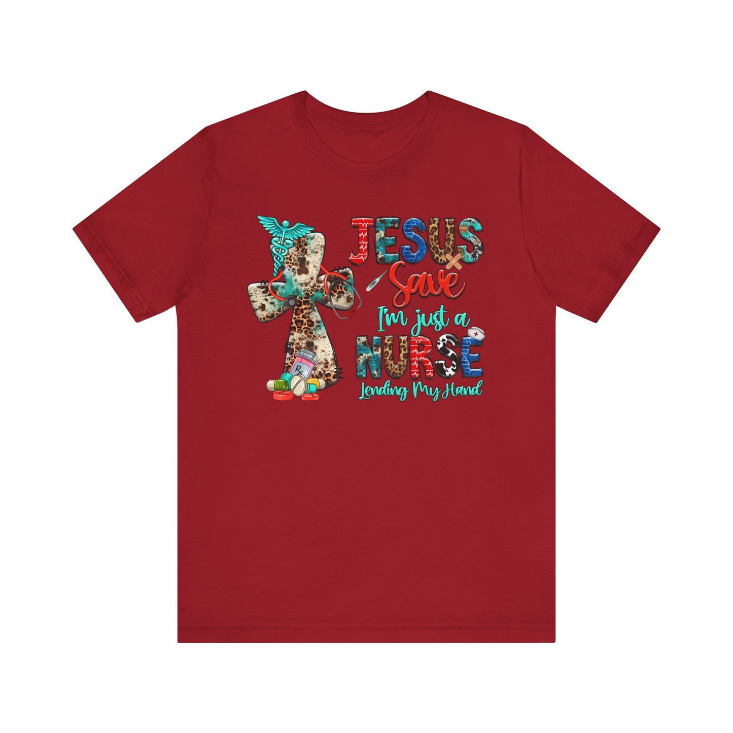 Jesus Save I’m Just a Nurse Shirt – Christian Leopard Print Western Faith Nurse Tee