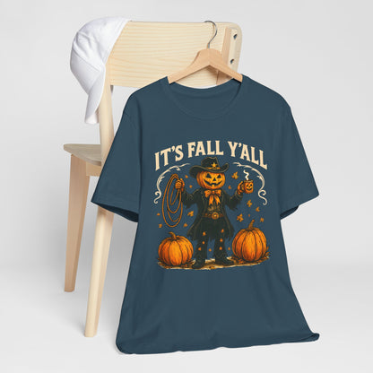 It’s Fall Y’all Shirt – Funny Pumpkin Cowboy Western Halloween Rodeo Tee