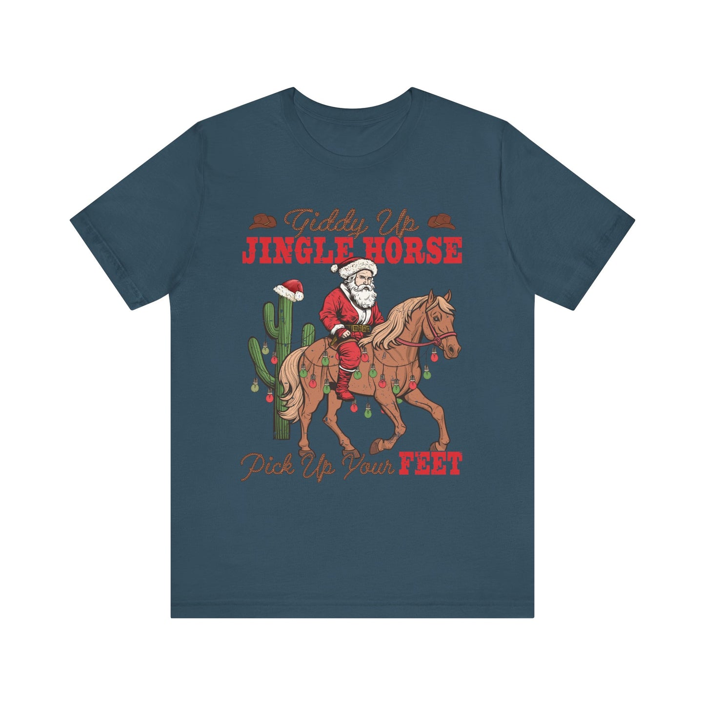 Giddy Up Jingle Horse Shirt – Retro Howdy Christmas Western Cowboy Holiday Tee