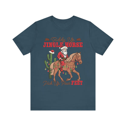 Giddy Up Jingle Horse Shirt – Retro Howdy Christmas Western Cowboy Holiday Tee
