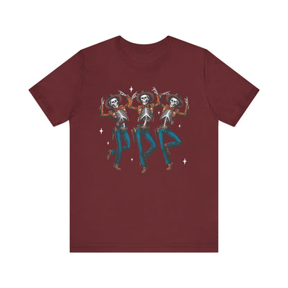 Halloween Western Dancing Skeletons Cowboy Creepy Country T-Shirt