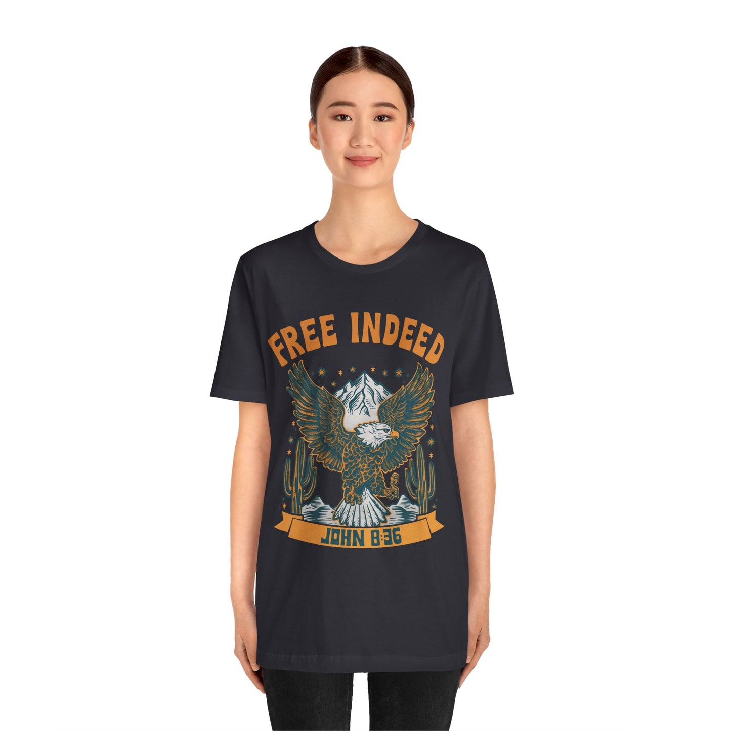 Free Indeed Shirt – Vintage John 8:36 Christian Eagle Bible Prayer Tee
