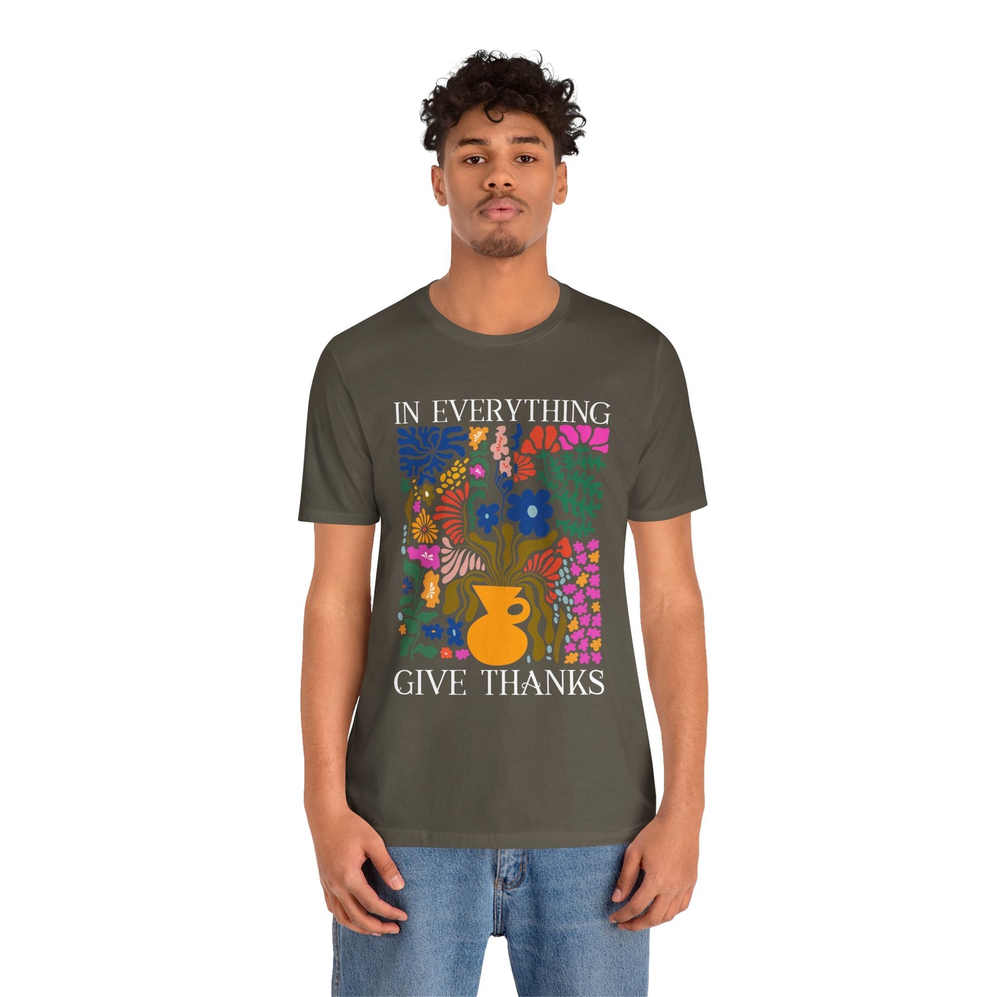In Everything Give Thanks Shirt – Christian Boho Floral 1 Thessalonians 5:18 Tee