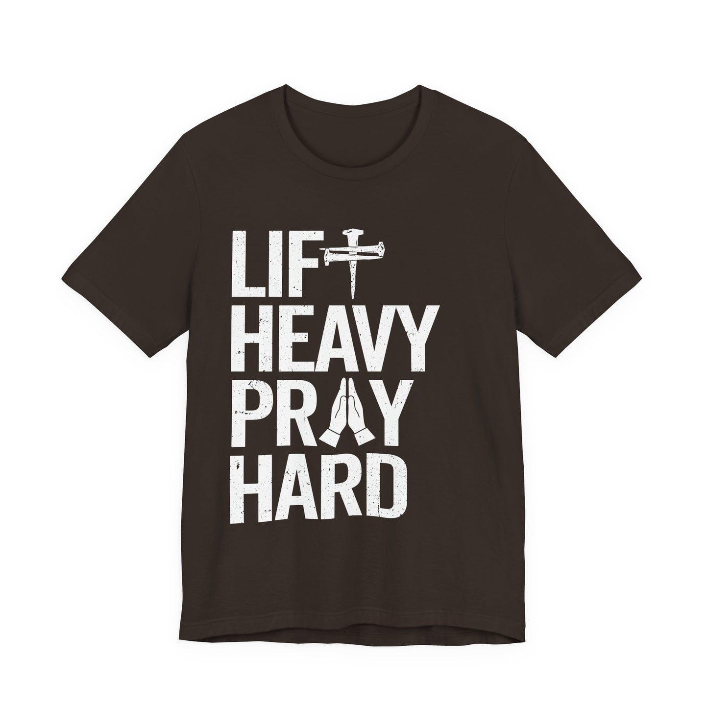 Lift Heavy Pray Hard Cross Nails Trendy Christ Gym Vintage T-Shirt