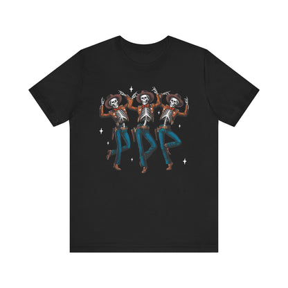 Halloween Western Dancing Skeletons Cowboy Creepy Country T-Shirt