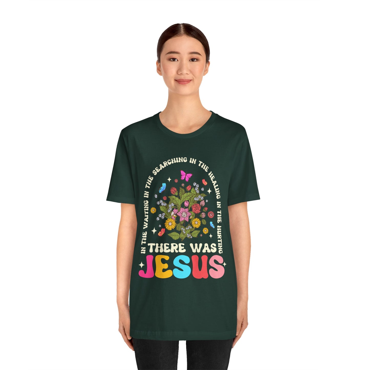 There Was Jesus Shirt – Groovy Floral Retro Christian Worship Lyric Faith Tee