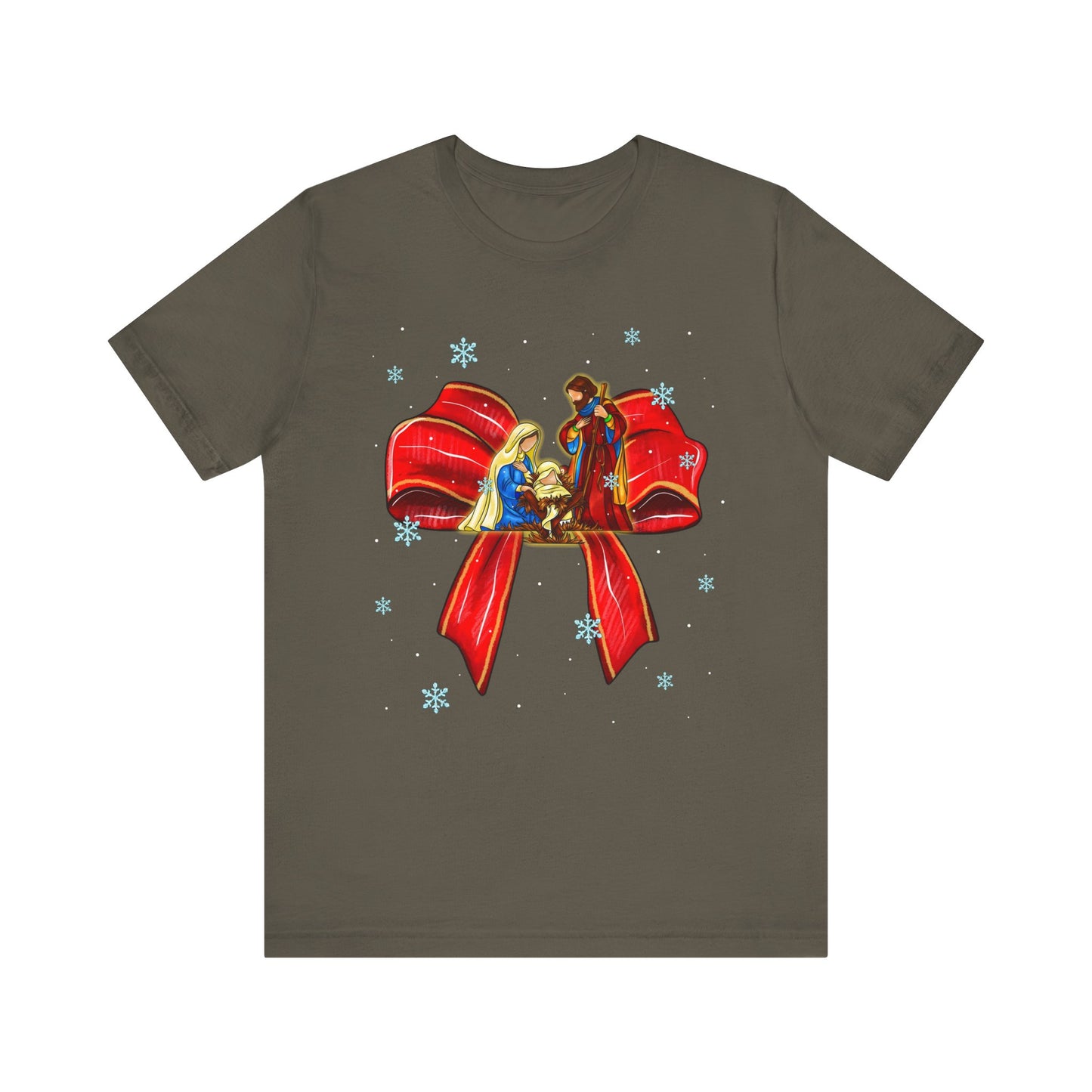 Nativity Scene Christmas Shirt – Coquette Bow Faith Holiday Pajama Tee