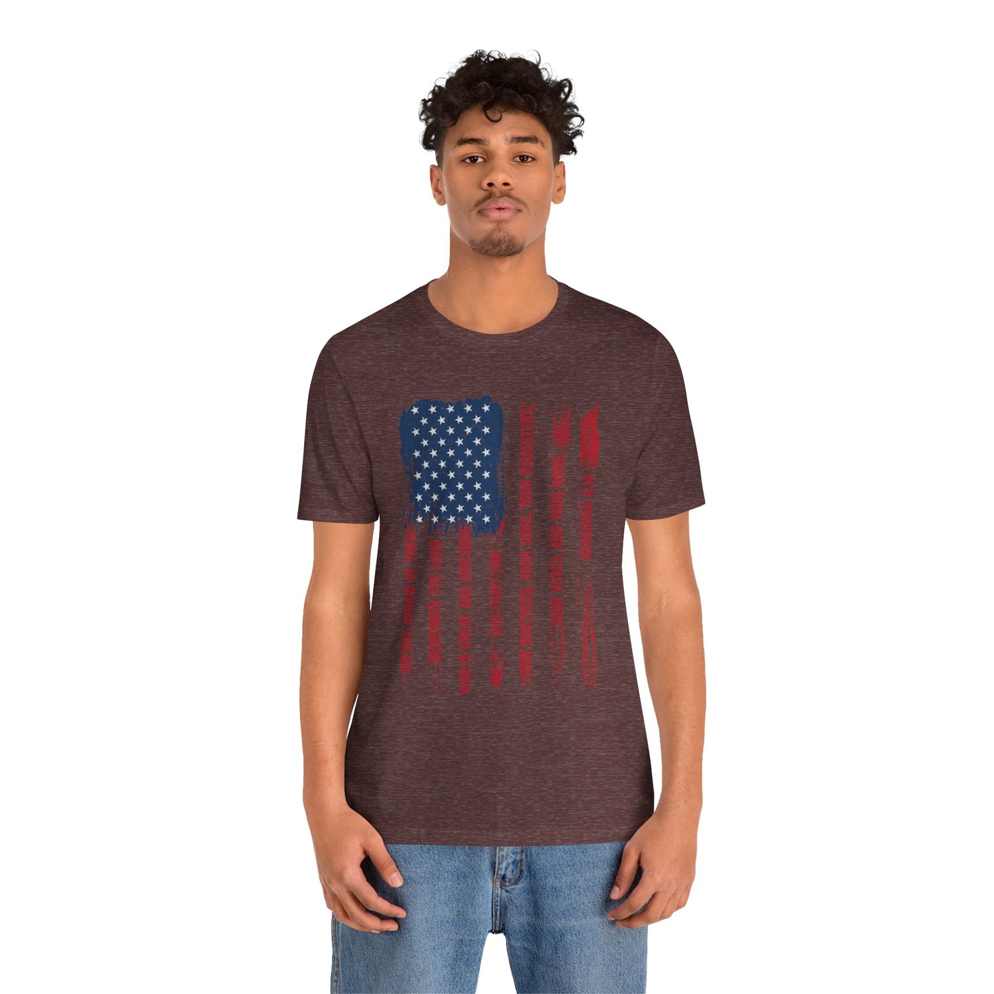 Legacy Dads Shirt – USA Flag Nehemiah 4:14 Christian Men’s Faith Tee