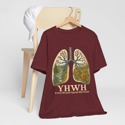 YHWH Every Breath Speaks His Name Shirt – Christian Forest Lungs Tee