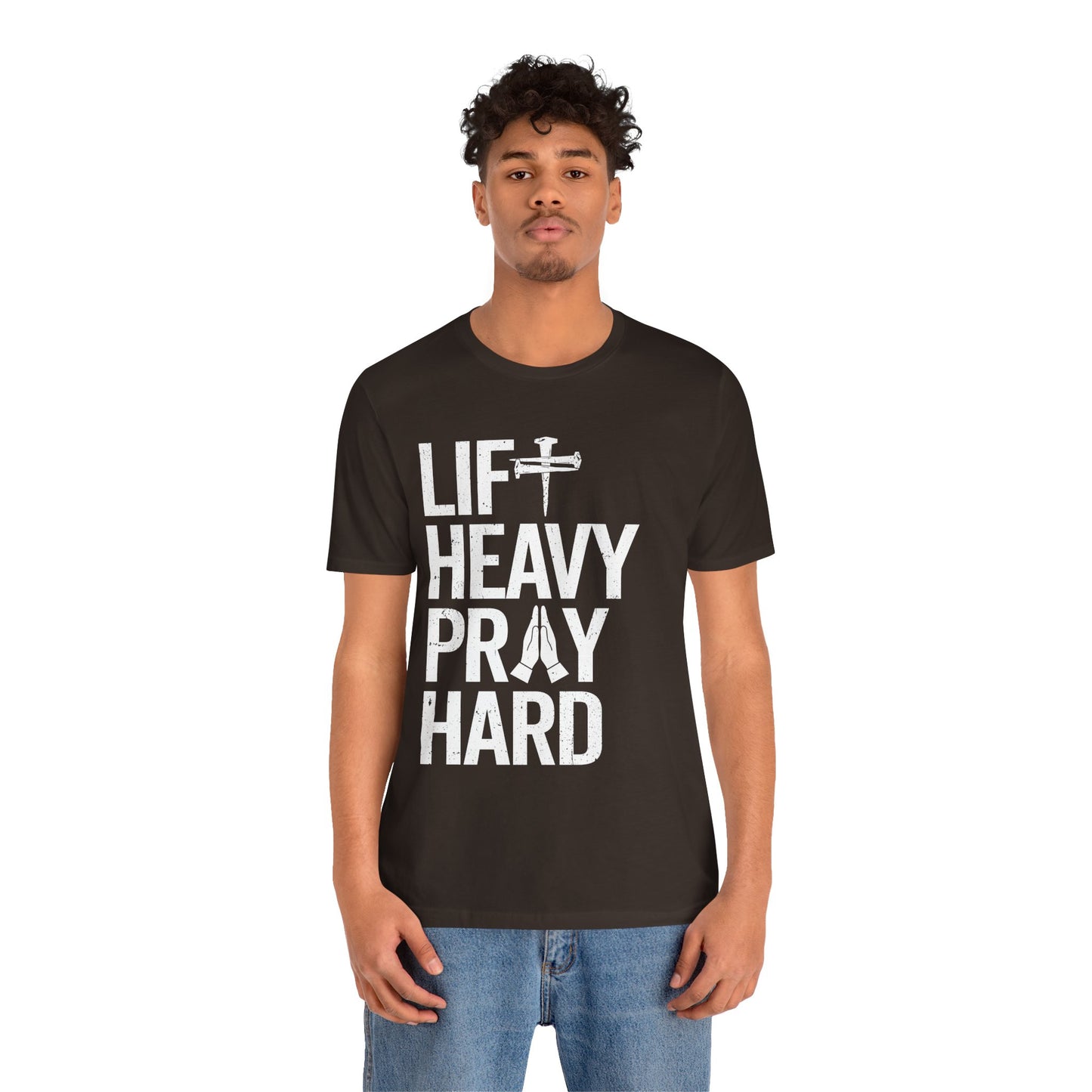 Lift Heavy Pray Hard Cross Nails Trendy Christ Gym Vintage T-Shirt