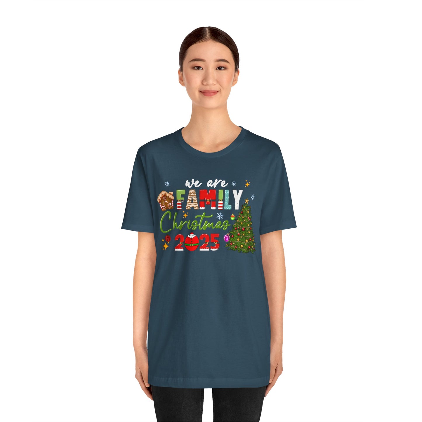 We Are Family Christmas Shirt – Matching Holiday Tee with Christmas Tree Lights