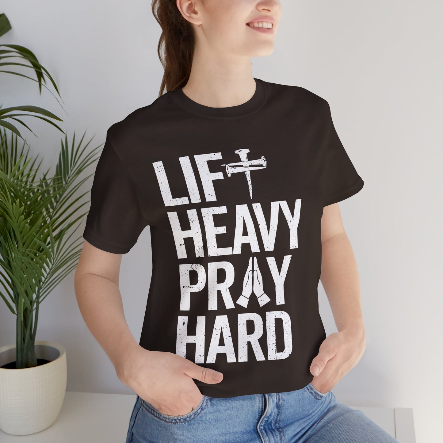 Lift Heavy Pray Hard Cross Nails Trendy Christ Gym Vintage T-Shirt