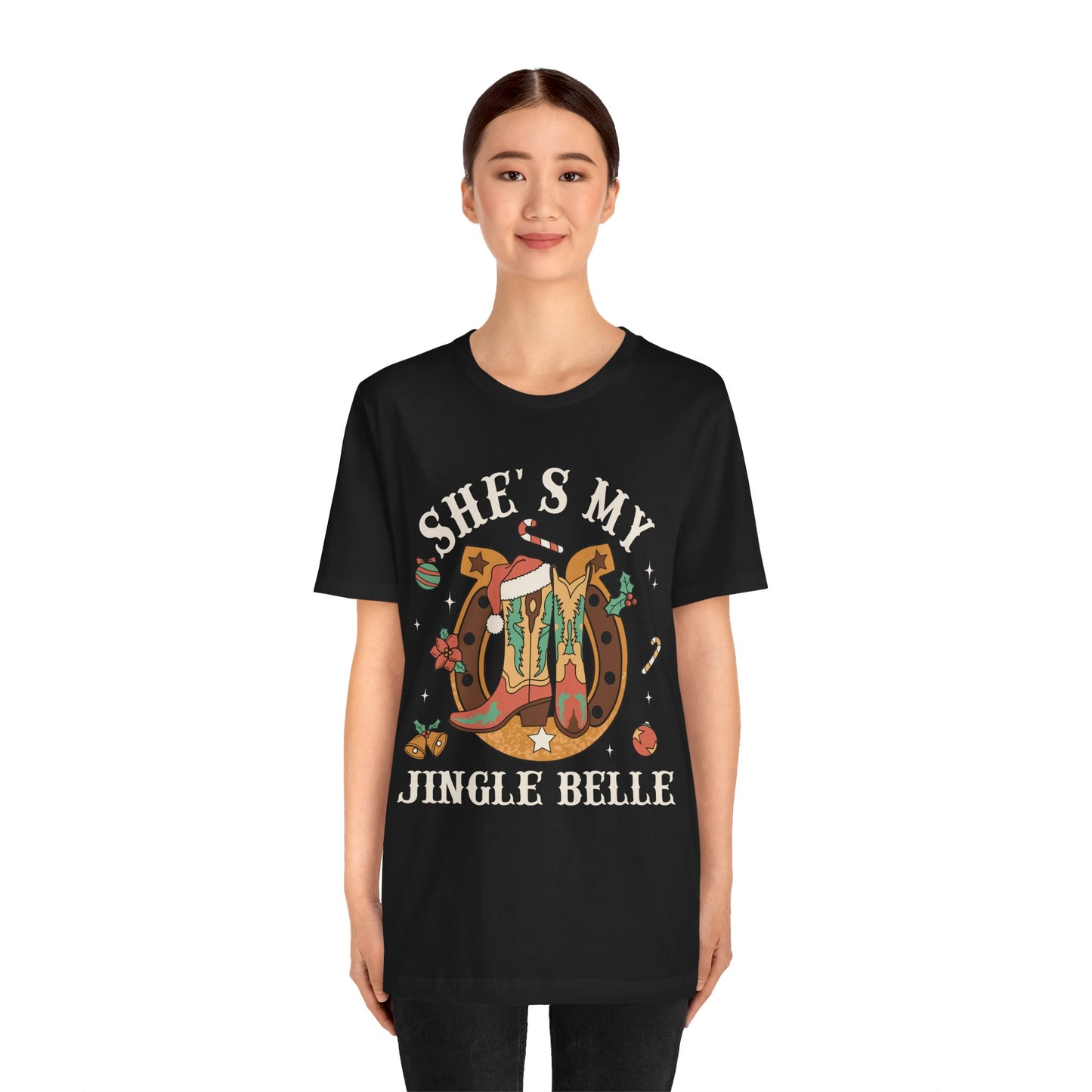She’s My Jingle Bell Shirt – Cute Western Cowboy Cowgirl Matching Christmas Tee