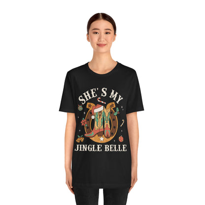 She’s My Jingle Bell Shirt – Cute Western Cowboy Cowgirl Matching Christmas Tee
