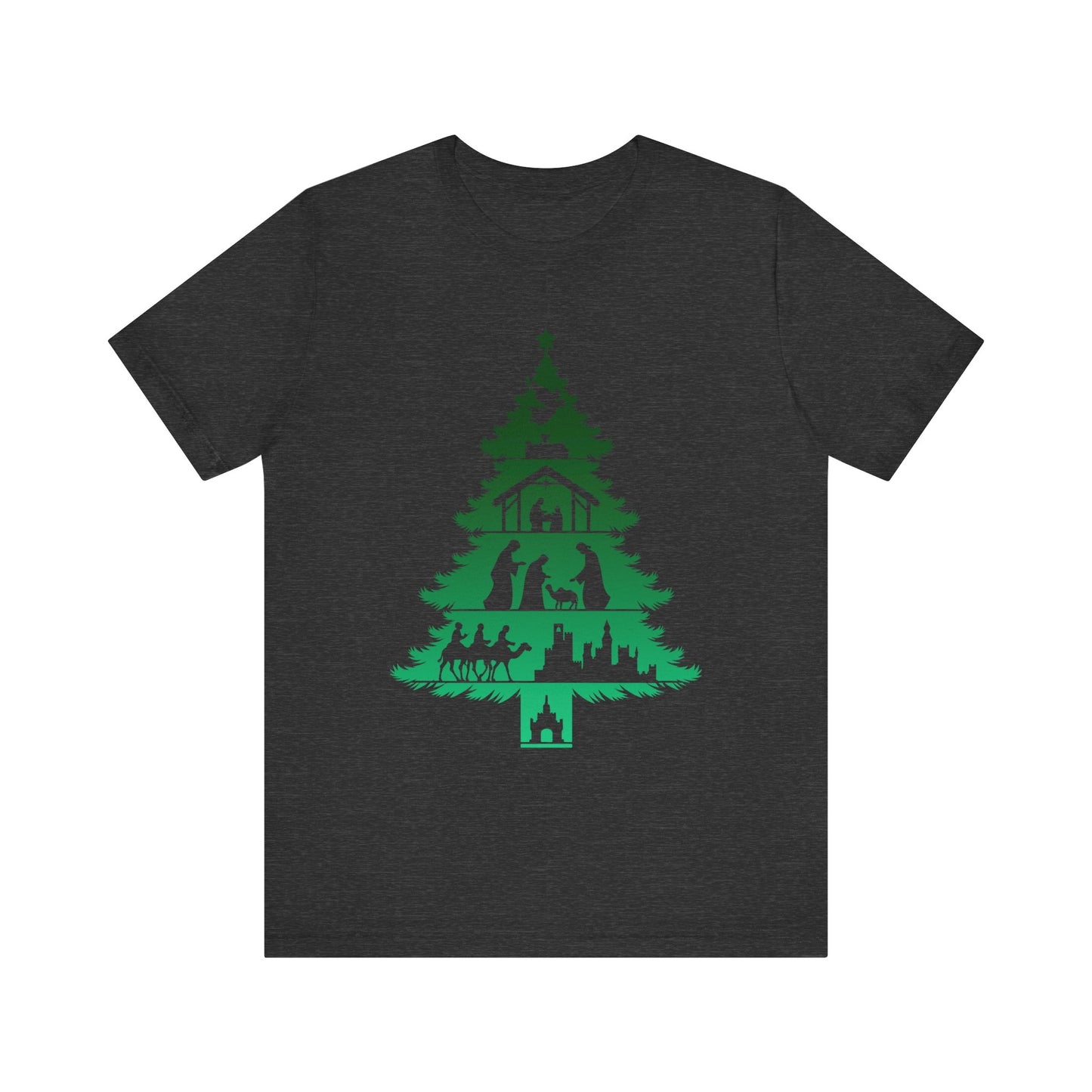 Nativity Christmas Tree Shirt – Christian Faith Holiday Pajama Top Tee