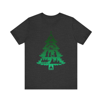 Nativity Christmas Tree Shirt – Christian Faith Holiday Pajama Top Tee