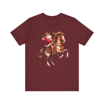 Cowboy Santa on Bucking Horse Shirt – Funny Western Rodeo Christmas Tee