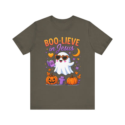 Boo-lieve in Jesus Shirt – Pastel Ghost Funny Christian Halloween Faith Tee