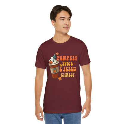 Pumpkin Spice Latte & Jesus Christ Shirt – Groovy Christian Fall Thanksgiving Tee
