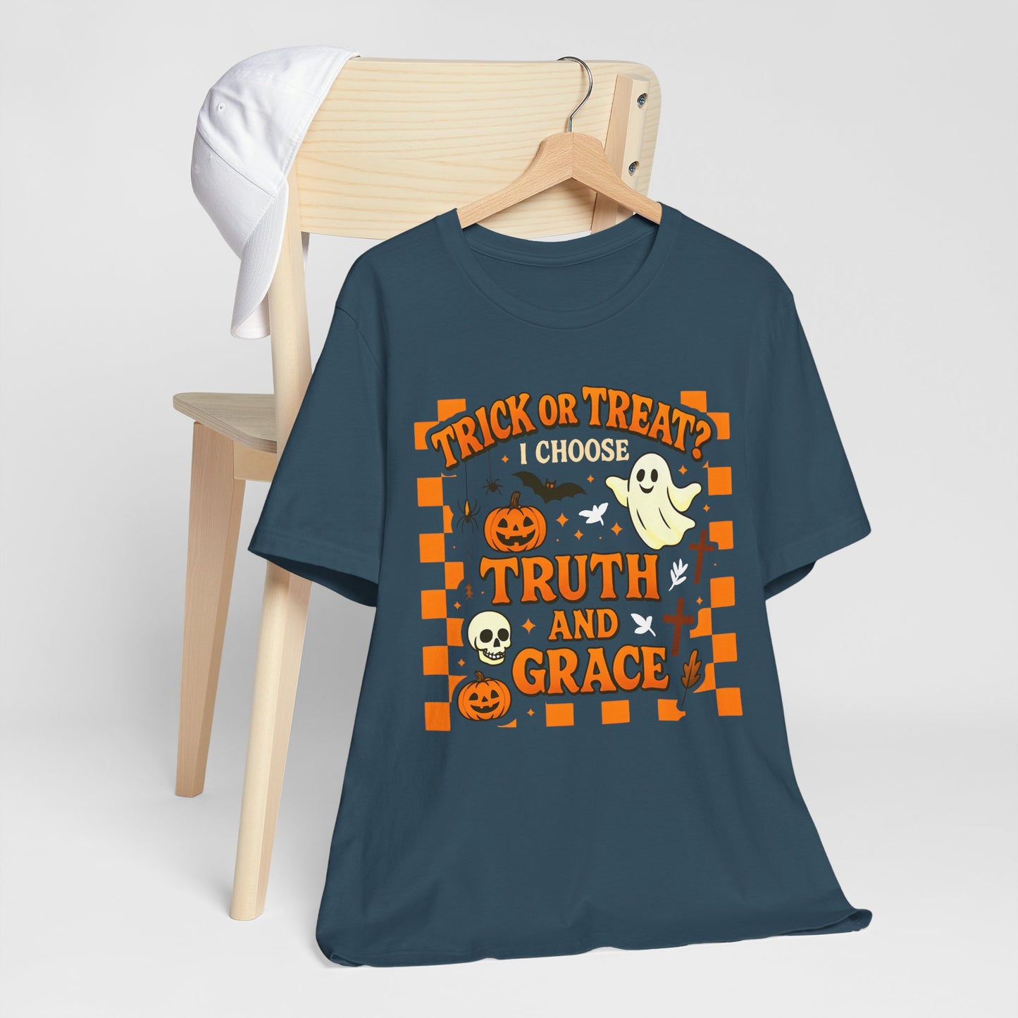 Trick or Treat I Choose Truth and Grace Shirt – Christian Halloween Faith Tee