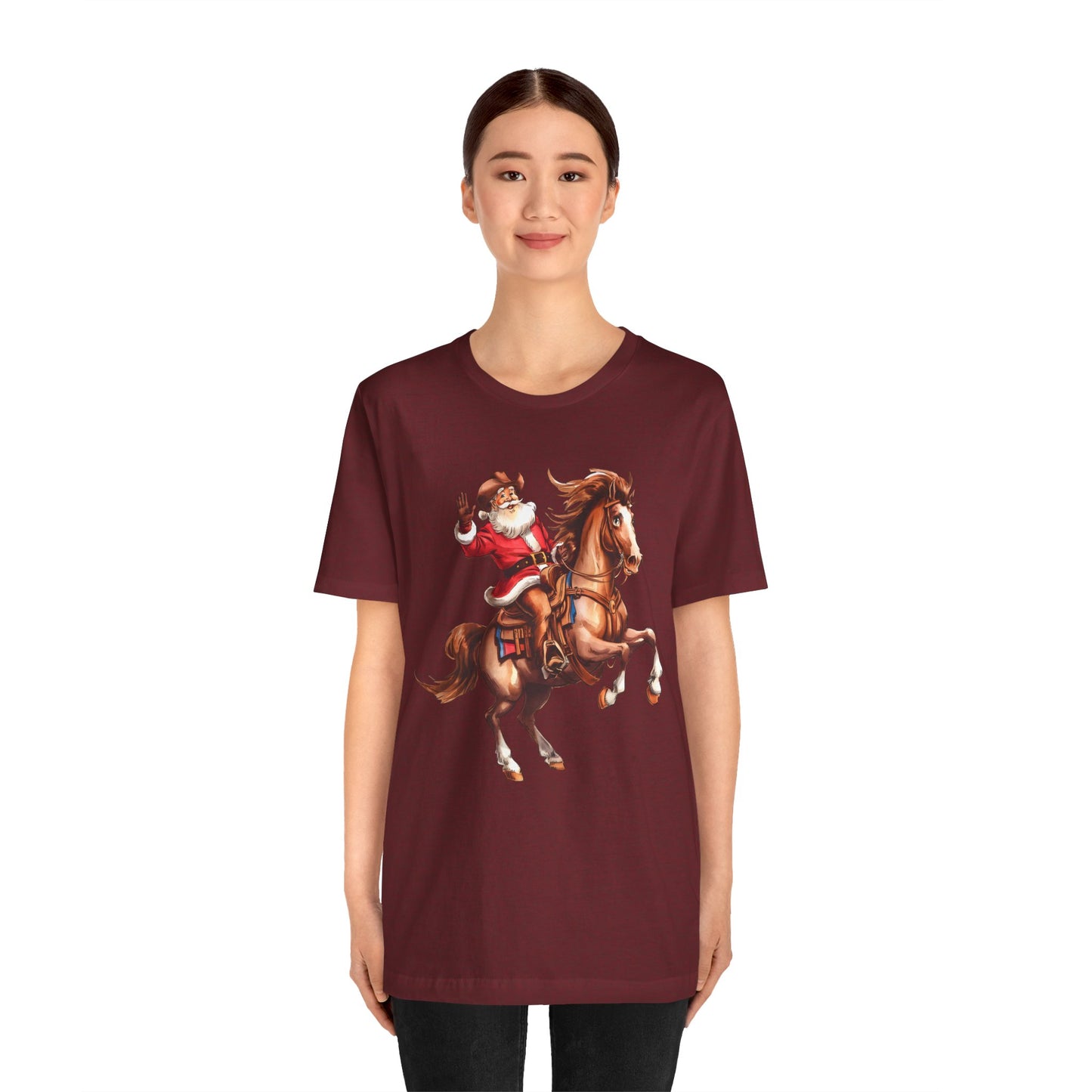 Cowboy Santa on Bucking Horse Shirt – Funny Western Rodeo Christmas Tee