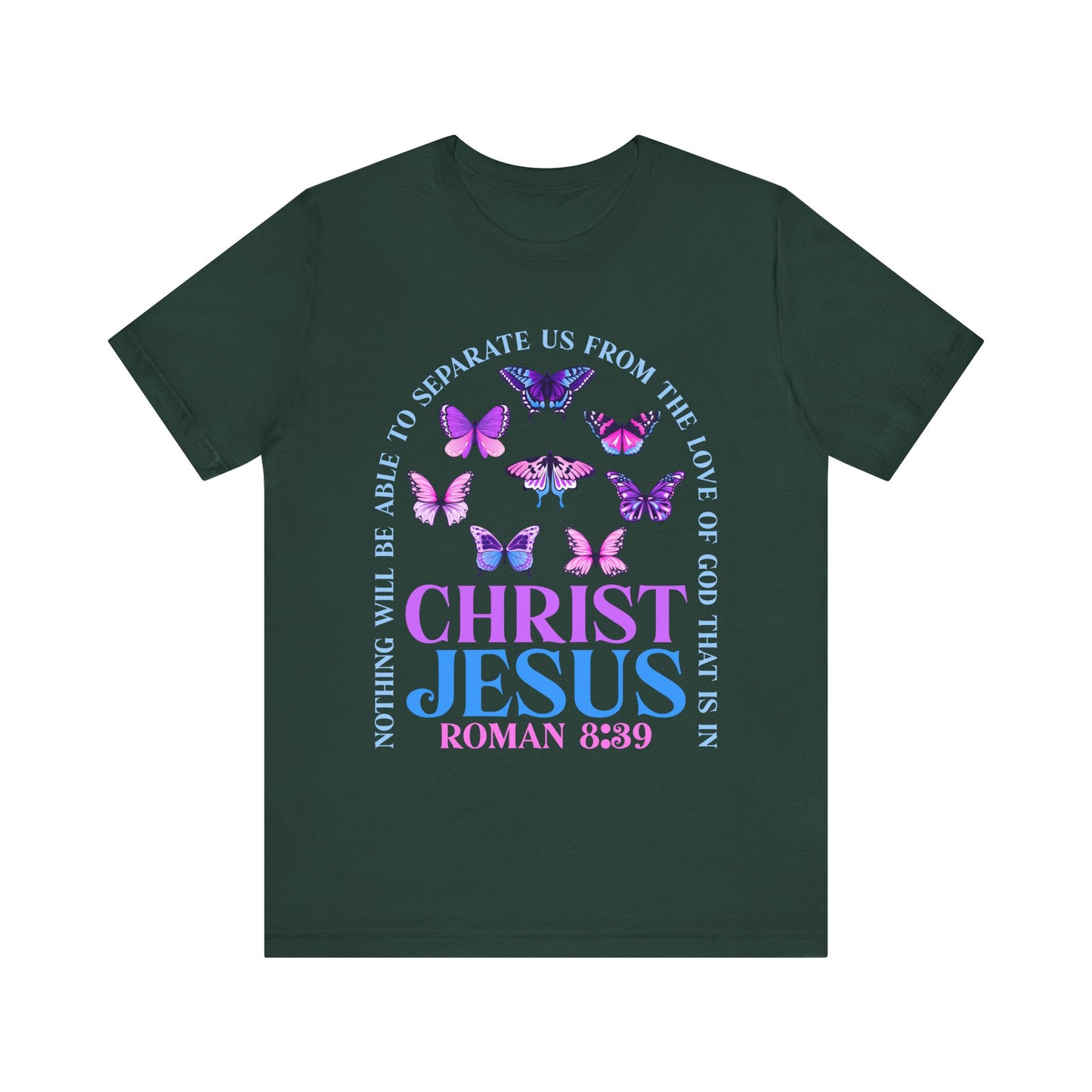 The Love of God in Christ Jesus Shirt – Boho Butterfly Romans 8:39 Faith Tee