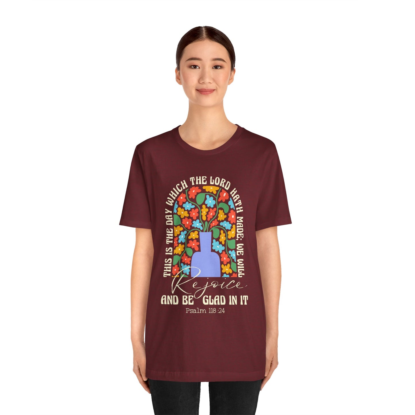 Rejoice and Be Glad In It Shirt – Boho Floral Christian Psalm 118:24 Faith Tee